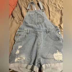 Pink lily overall shorts